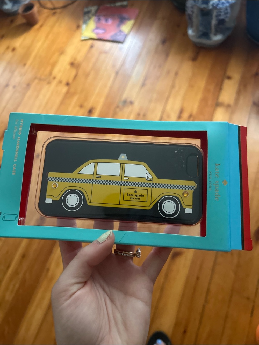 NWT Kate Spade IPhone 6 case yellow and black taxi cab print hybrid hardshell
